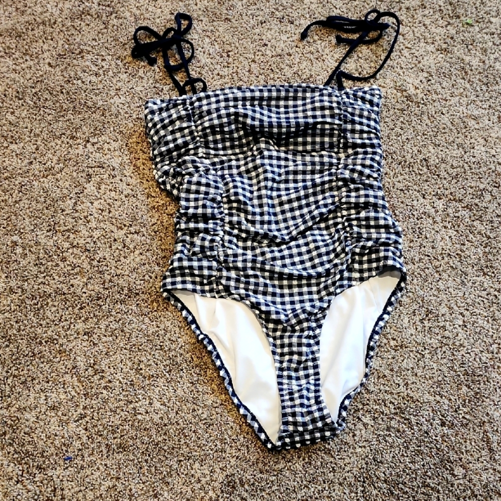 J Crew Black and White One Piece Swimsuit